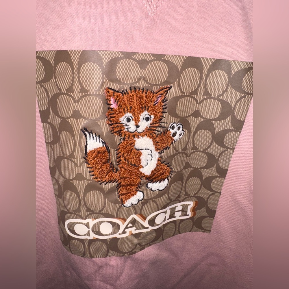 COACH Signature Kitten Crewneck Light Rose EUC - Picture 3 of 4